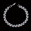 Multicolor Cubic Zirconia Leaf Ear of Wheat Pendant Bracelet, Silver Plated Crystal Women Jewelry, Birthday Gift for Her