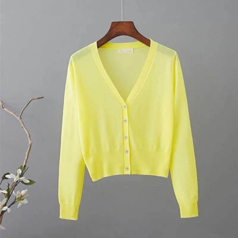 Women's Spring/Summer Sunscreen Casual Knitted Cardigan V-Neck Single Breasted Hollow Out Thin Coats