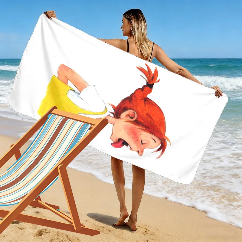 Asciugamano da Spiaggia con Stampa di Pippi Calzelunghe, Asciugamano Grande Morbido ad Asciugatura Rapida per Spiaggia Campeggio Nuoto