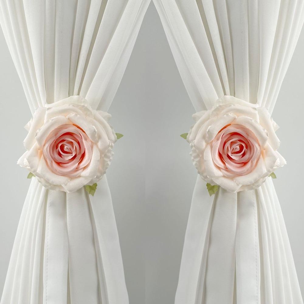 

Exquisite Rose Curtain Clips Realistic Window Screen Fastener Clip Curtain Straps Clips Wedding розовый