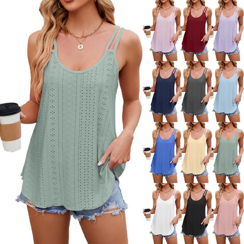 2026 New Solid Color Round Neck Women's Camisole Top