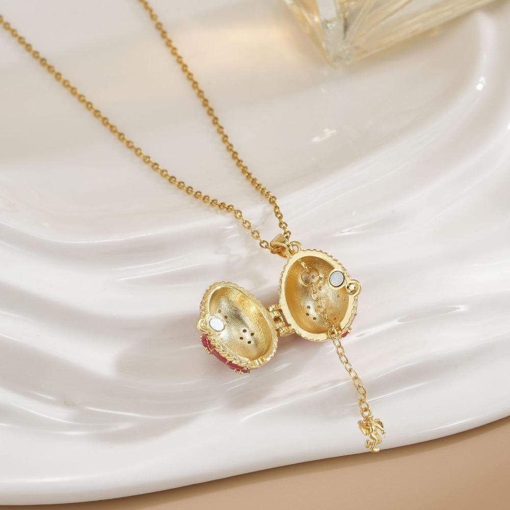 Enamel Easter Egg Chain Choker Hinged Clavicle Chain Vintage Opening and Closing Necklace Gift