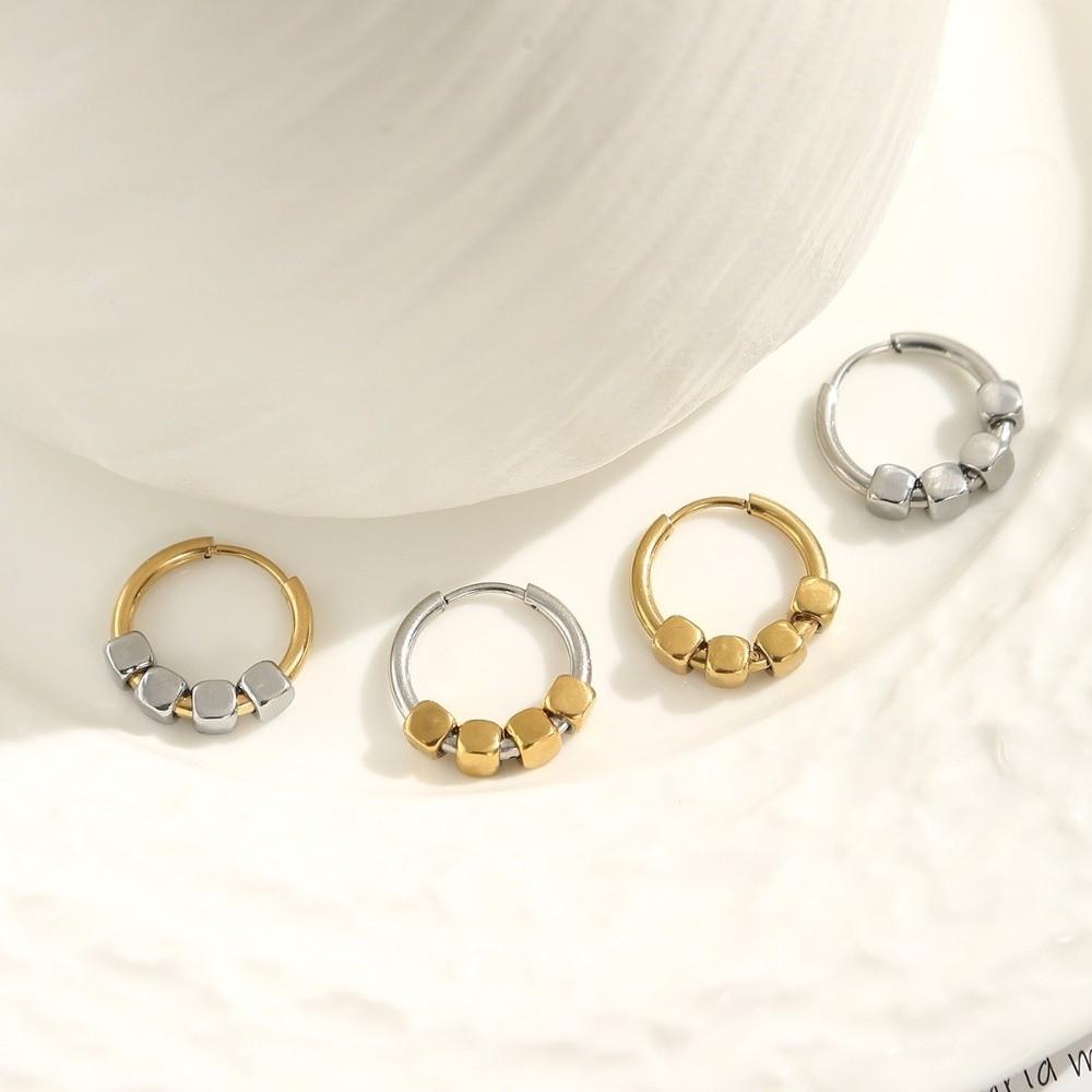 Ear Jewelry Stainless Steel Geometric Cube Earrings Fashion Simple Ear Cuff Personality Minimalist Earrings Gift
