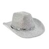 Pailletten Western Cowboyhut Schimmernder Cowgirlhut Modischer Bowlerhut Halloween Party