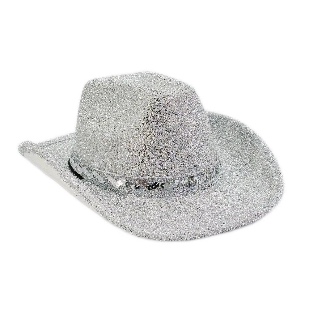 Pailletten Western Cowboyhut Schimmernder Cowgirlhut Modischer Bowlerhut Halloween Party