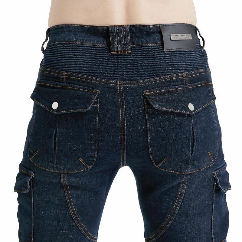 Men's Slim Fit Four Seasons Motorcycle Cargo Pants - Black, Multi-Pocket Riding Jeans