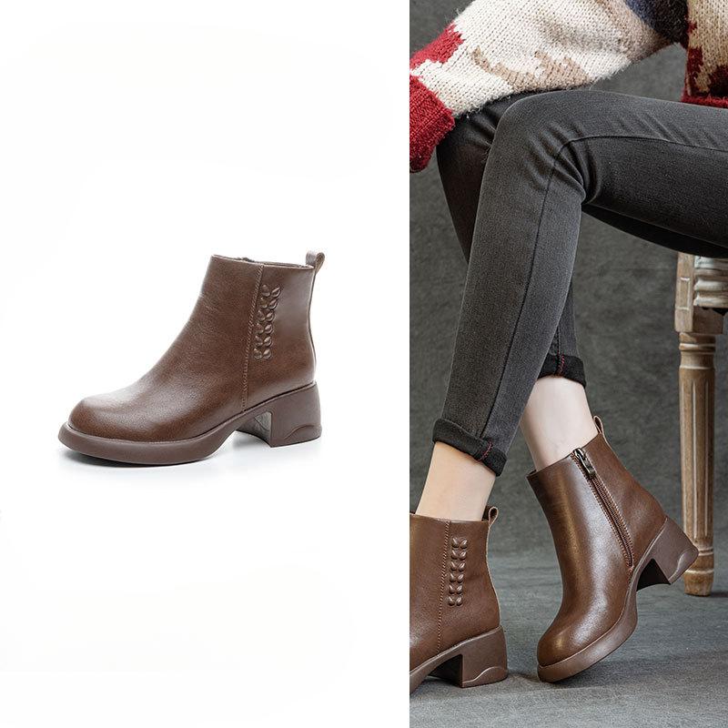 

Новый стиль ботинок Женская обувь Универсальные повседневные облегающие ботинки Короткие ботинки и ботинки на толстой подошве 40 темно-коричневого