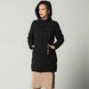 Women Winter Down Cotton Parka Jacket Coat Medium Long Hooded Full Sleeve Zipper Pocket Loose Warm Thicken Solid Color Black