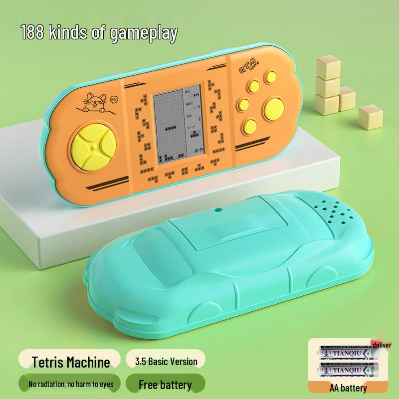 

Портативная игровая консоль Tetris 8090 с большим экраном и защитой для глаз: Ностальгическая классическая детская развивающая игрушка.