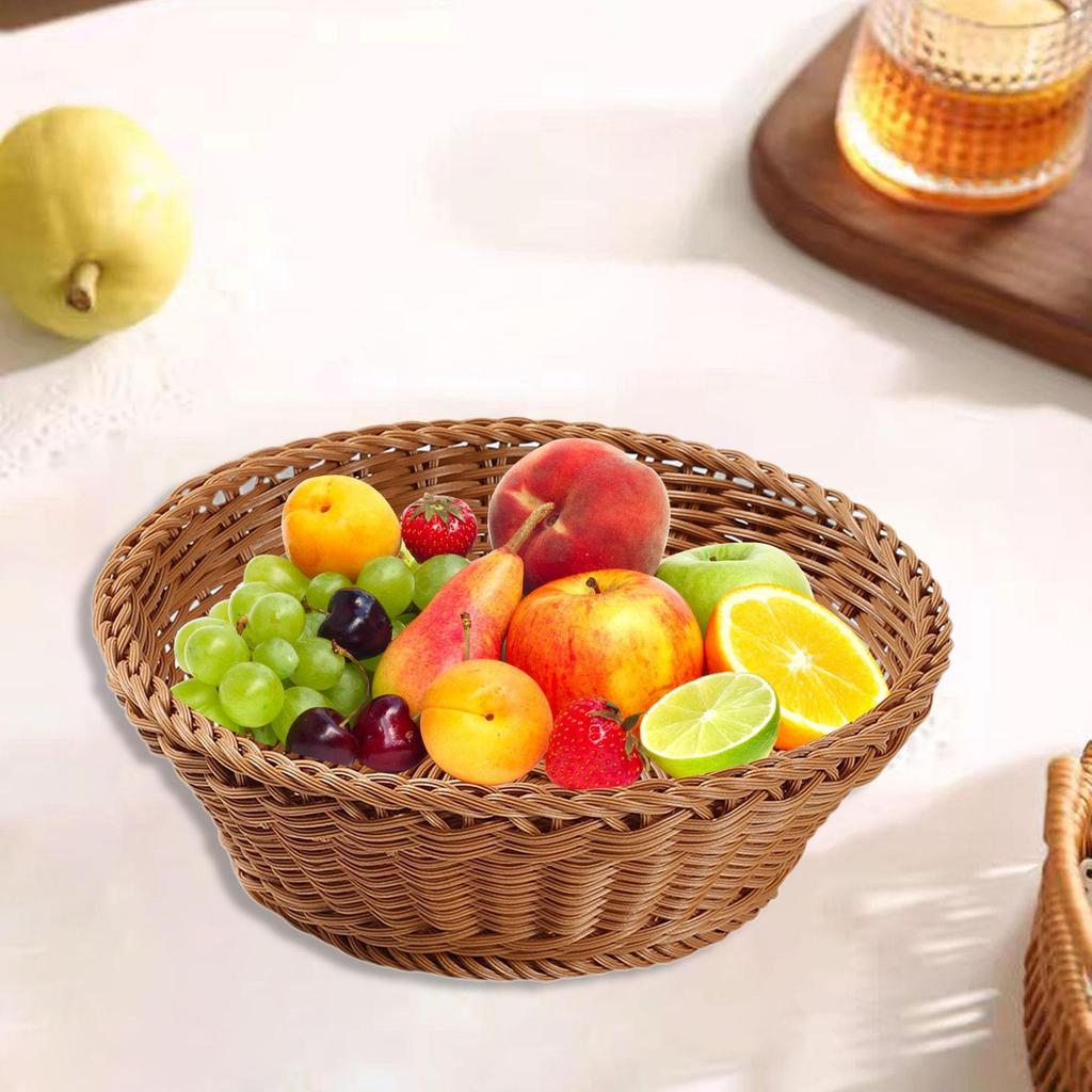 Woven Storage Basket,Fruit Vegetables Basket Imitation Rattan,Handwoven for Dining Table