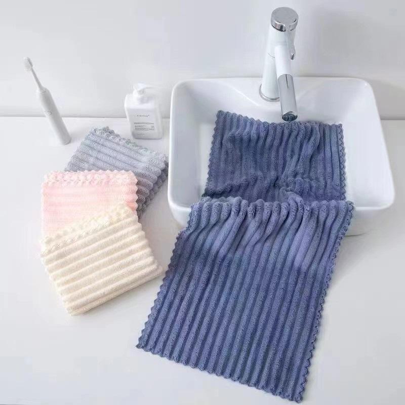 Candy Stripe Coral Fleece Bath Towel Set - Soft, Absorbent, and Includes Face Towel