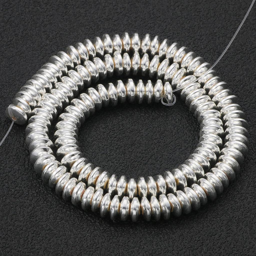 45 Style Natural Stone Silver Color Hematite Beads Heart Square Round Spacer Beads for Jewelry Making Diy Bracelet Necklace 15''