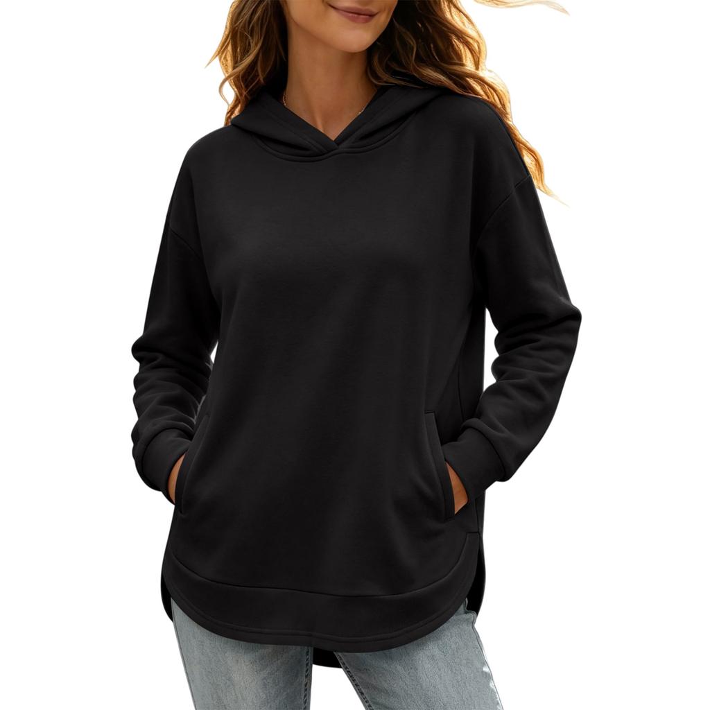 Damen Mode Hoodie mit Taschen, Bequemer Pullover
