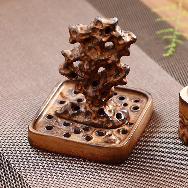 Taihu Stone Ceramic Incense Burner Zen Antique Style for Coil and Stick Incense Home Meditation Decor Aromatherapy Gift