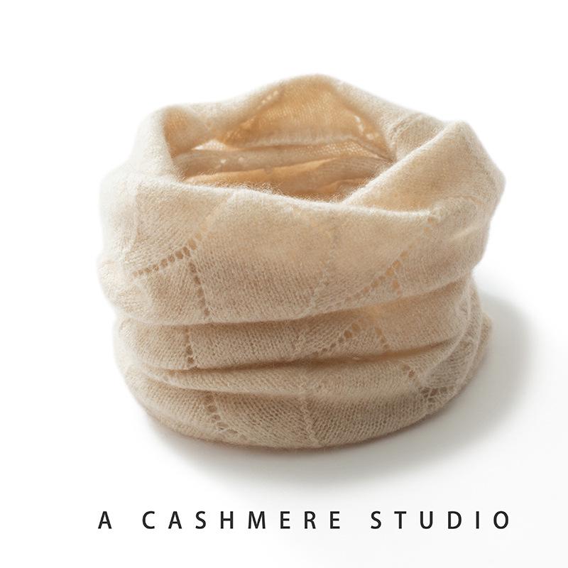 

Autumn-Winter Pure Cashmere Neck Gaiter: Single Needle Knit Scarf & Pullover Collar 38-25