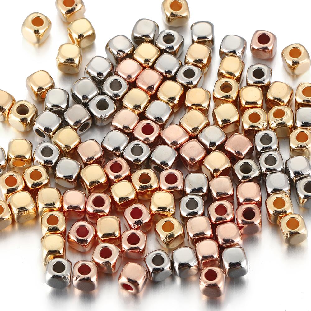 400pcs 3-4mm CCB Square Spacer Beads Rose Gold Color Mini Seed bead for Bracelet Necklace Jewelry Making DIY Needle Accessories