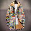 Winter British Style Hooded Zip Up Cotton Jacket Teens Streetwear 3D Print Fleece Lined