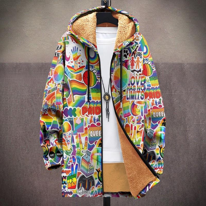 Winter British Style Hooded Zip Up Cotton Jacket Teens Streetwear 3D Print Fleece Lined