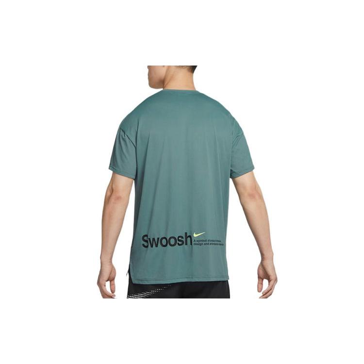 Nike T Shirts Men's Green Crew Neck Moderate Straight Fit DX6305-387
