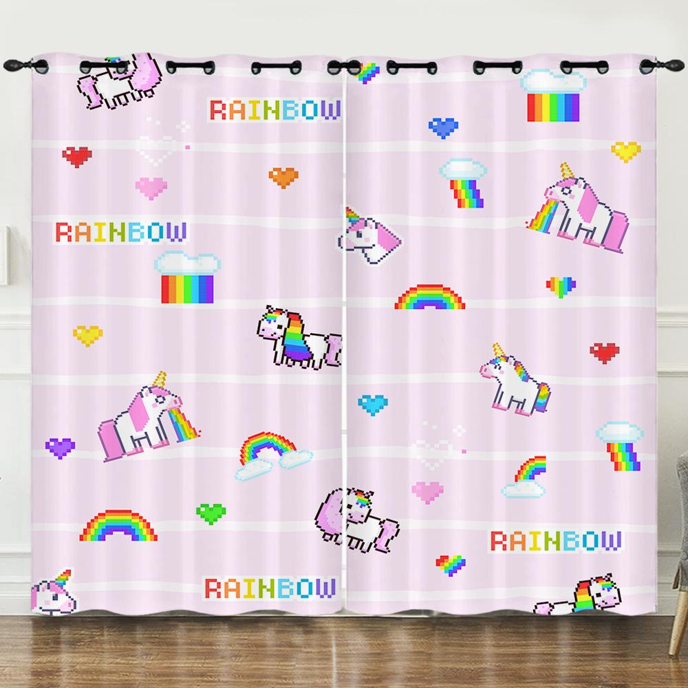 Curtain Cartoon Animal Curtain Digital Printing 3D Blackout Curtain Blindout Bedroom No Punching