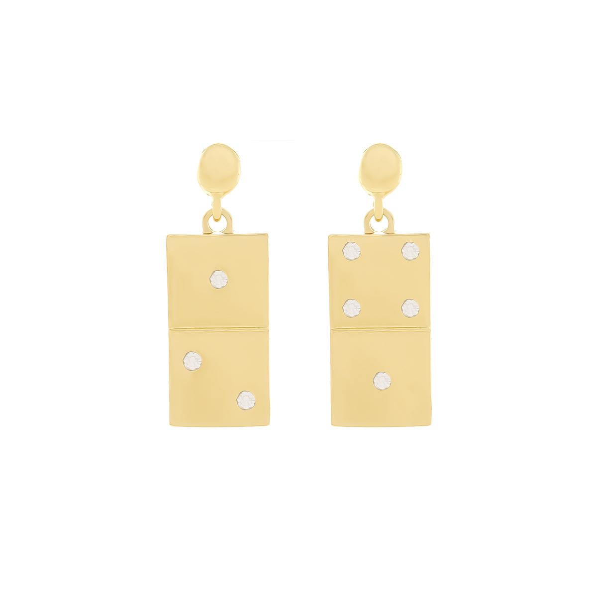 

Digadagu Simple Domino Dangle Earrings Metal Square Earrings Women s New Classic Zircon Accessories белый