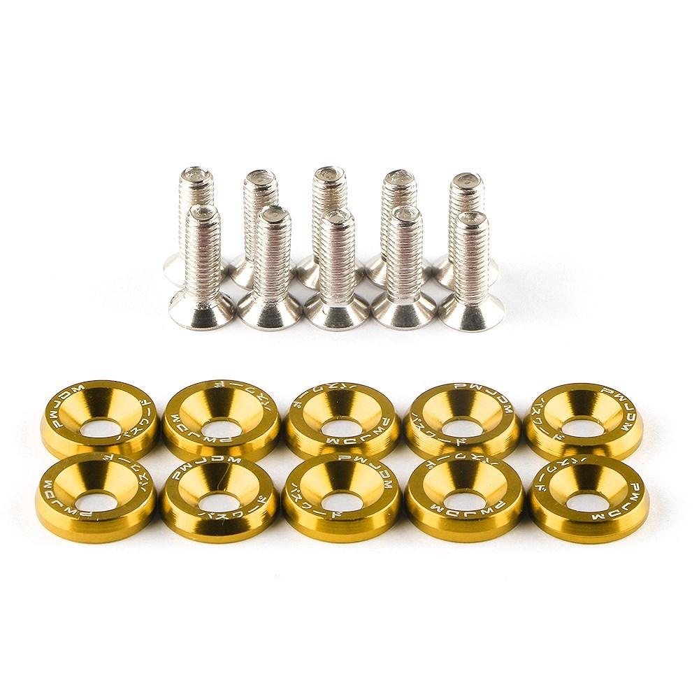 10Pcs/Set M6 * 20mm JDM Bumper Fender Washer Kit Engine Bay Dress Up Bolts Fasteners Aluminum Concave Hex Screws