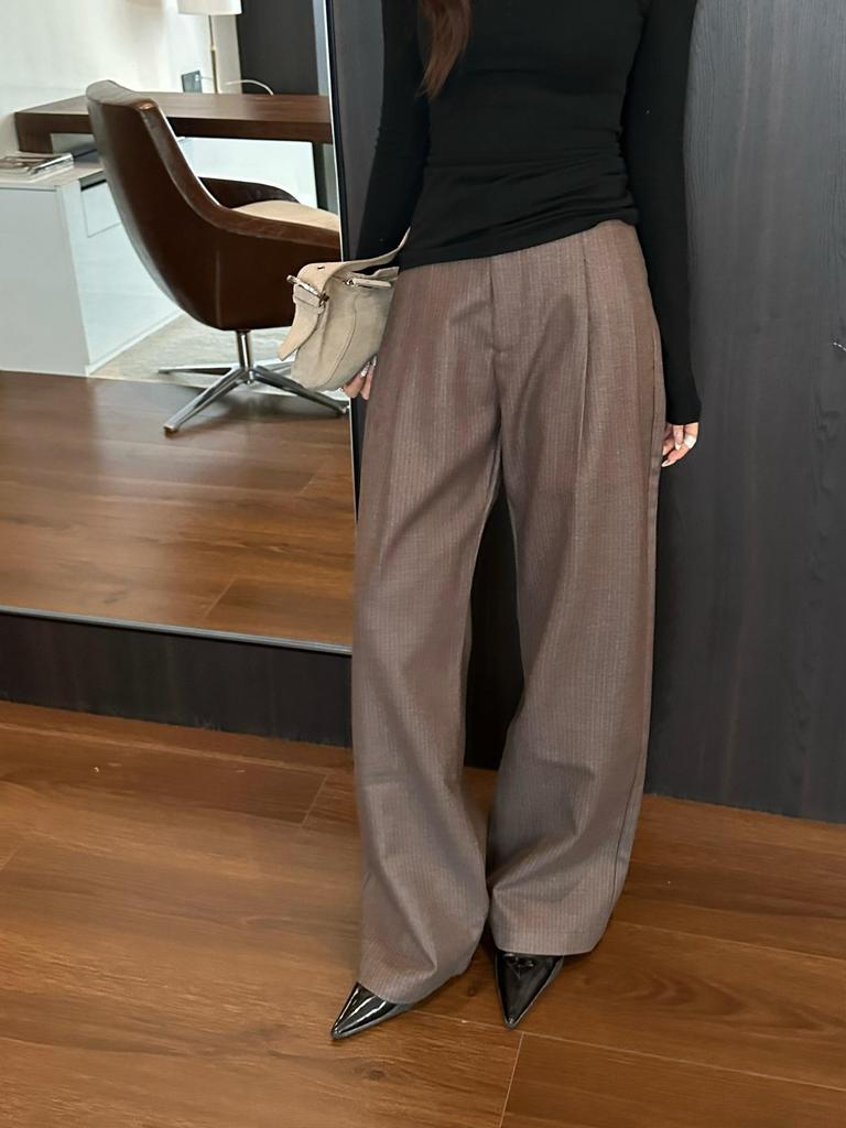 11KN Unisex Wide-Leg Striped Casual Pants - High-End Trendy, Loose Straight Fit, Versatile & Slimming