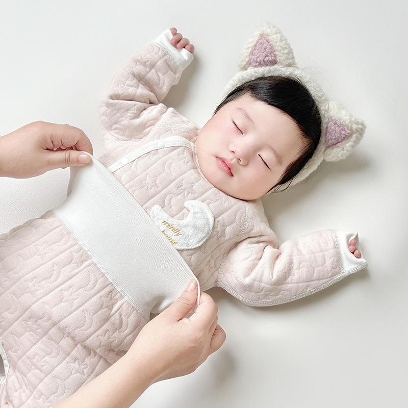 Jingqi Kids Quilted Cotton Warm Two-Piece Set for Boys and Girls - Autumn/Winter Underwear and Pants