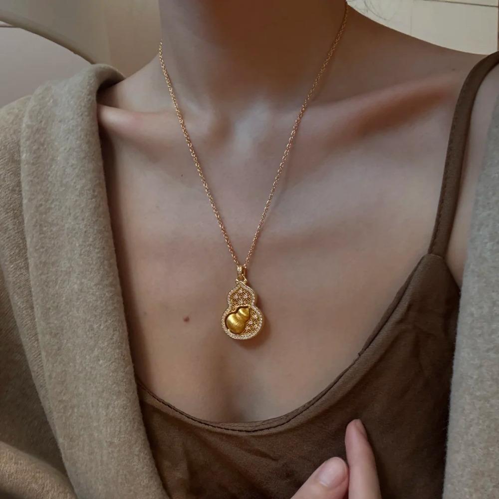 Eastern Blessing Necklace Rotating Eight Directions Wealth Pendant with Diamond Accents
