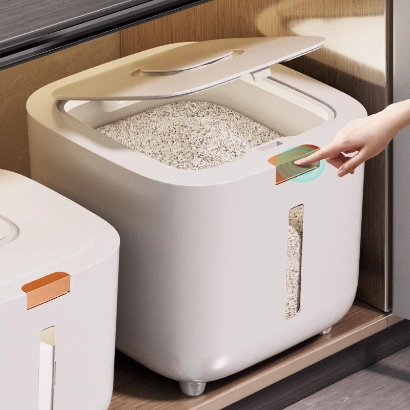 Household Food Grade Airtight Rice Container Insect Proof Moisture Proof Sealed Rice Bin For Flour Grain Rice Storage Organizer