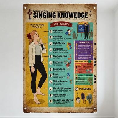 Plaque Métallique Vintage Chanteuse Savoir Rétro Éducatif en Fer pour Décoration Maison Bar Café