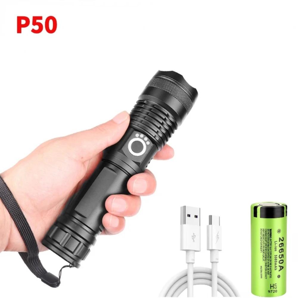 XHP90/XHP70 LED Tactical Flashlight USB Rechargeable Zoomable 5Modes Torch Light Use 26650 Battery Waterproof Handlamp