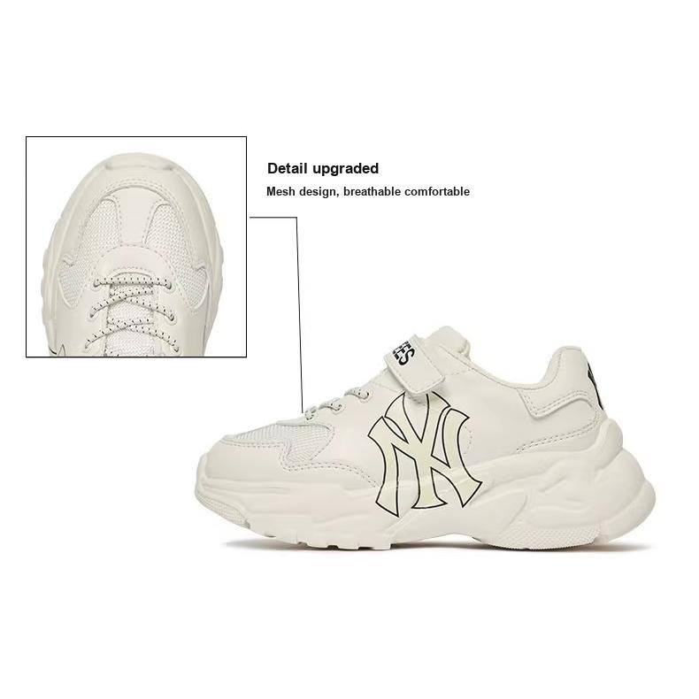 MLB Big Ball Chunky Series Leather Casual Fashion Velcro Low-Top Dad Shoes Ivory Kids sneakers 7ASHC102N-50IVS