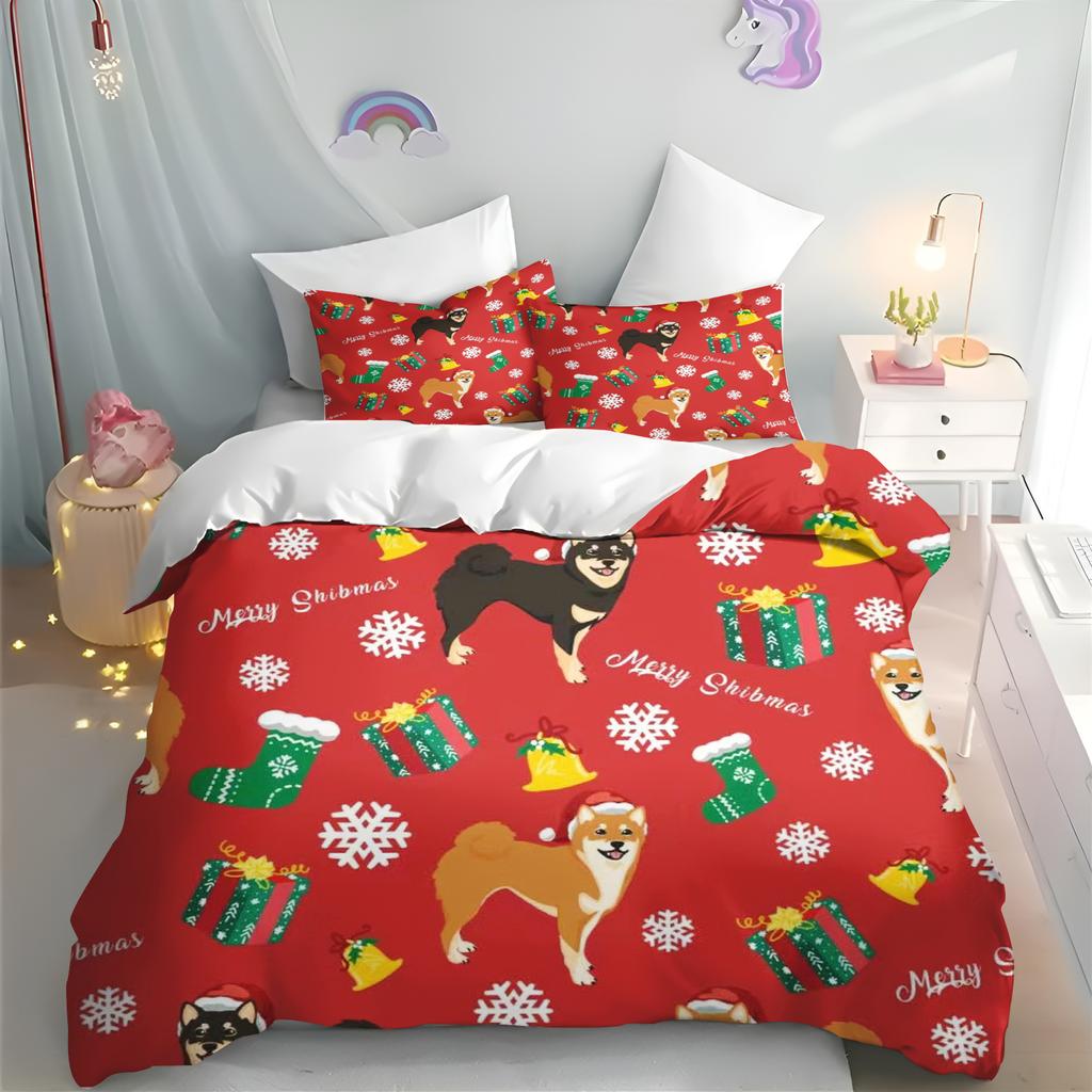 Christmas Quilt Cover, Cartoon Anime, Duvet Printed Comforter, Polyester Bedding, Twin Size, Children Gift, Various Sizes