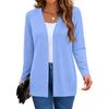 Women's Long Sleeve Knit Cardigan Mid-Length Open Front Casual Sweater