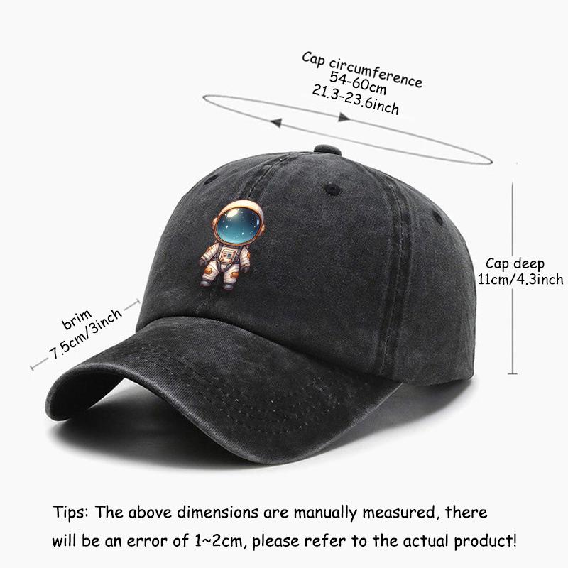 Chic Astronaut Print Women's Baseball Cap - Adjustable, Lightweight Cotton Sun Hat For Golf & Outdoor Activities, One Size Fits All