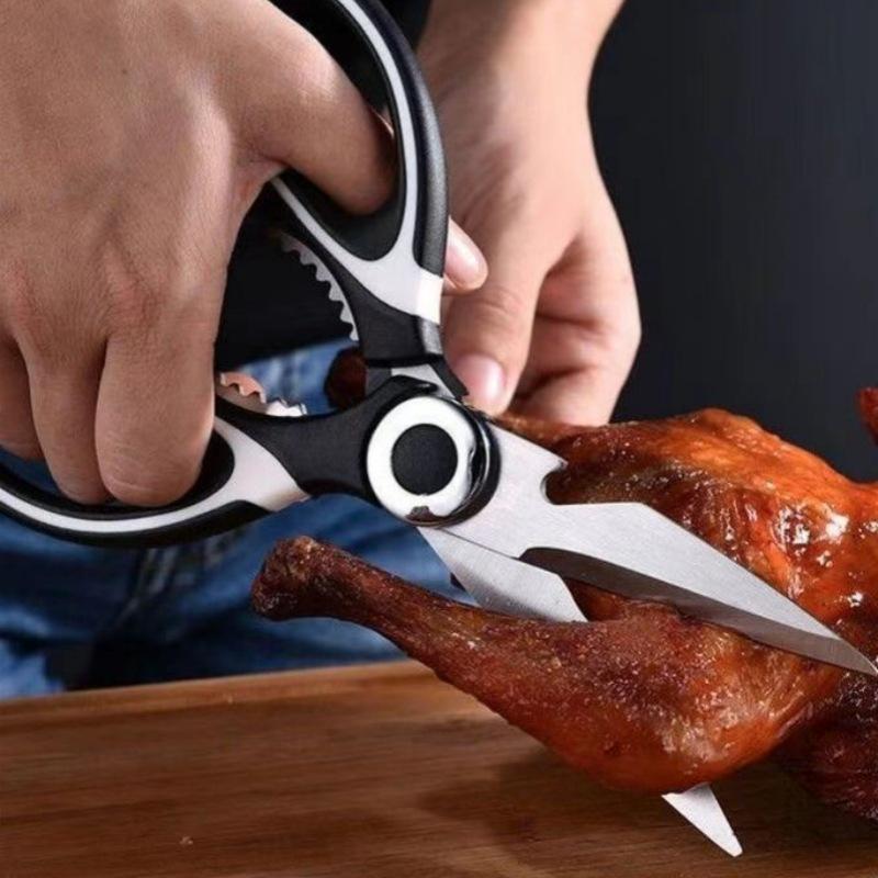 Multifunctional Kitchen Scissors: Stainless Steel Bone Cutter, Meat and Fish Scraper, Bottle Opener