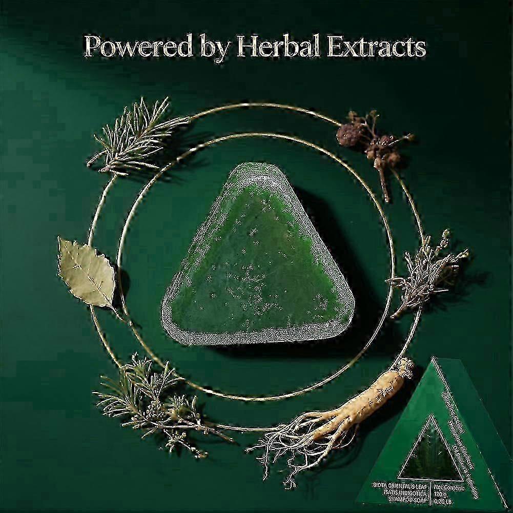 Nature Triangle Shampoo Bar, Nature Seven Green Soep Shampoo Netural Usman Grass Shampoo Bar, Calming & strengthens Hai for Women and Men