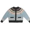 In-Stock Korean 2024 Autumn/Winter Retro Fair Isle Knit Sweater Cardigan for Women