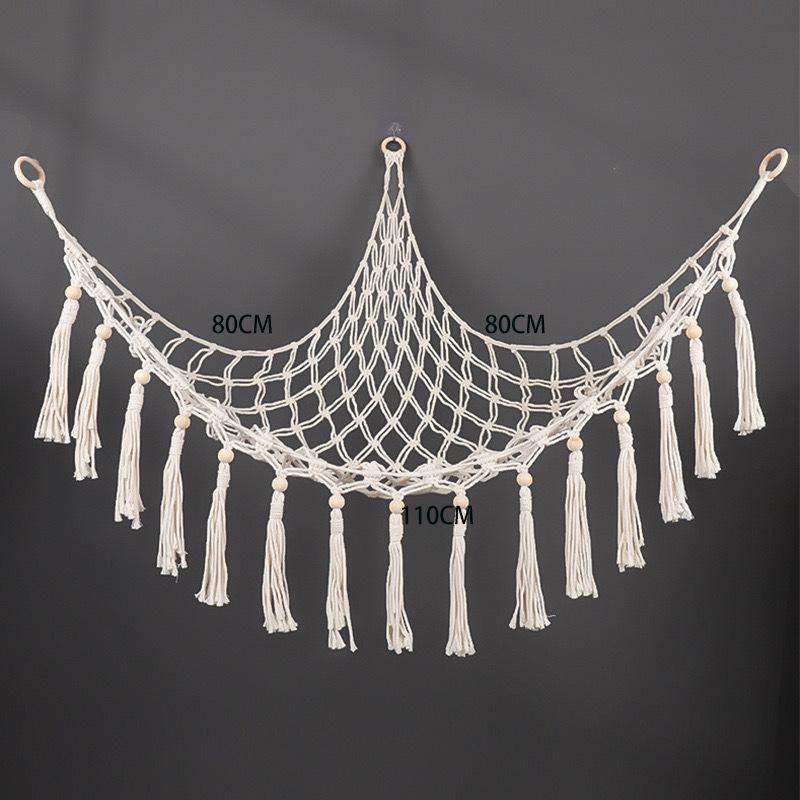 Colorful Triangle Plush Toy Storage Net: Handmade Woven Cotton Rope for Corner Doll Decoration