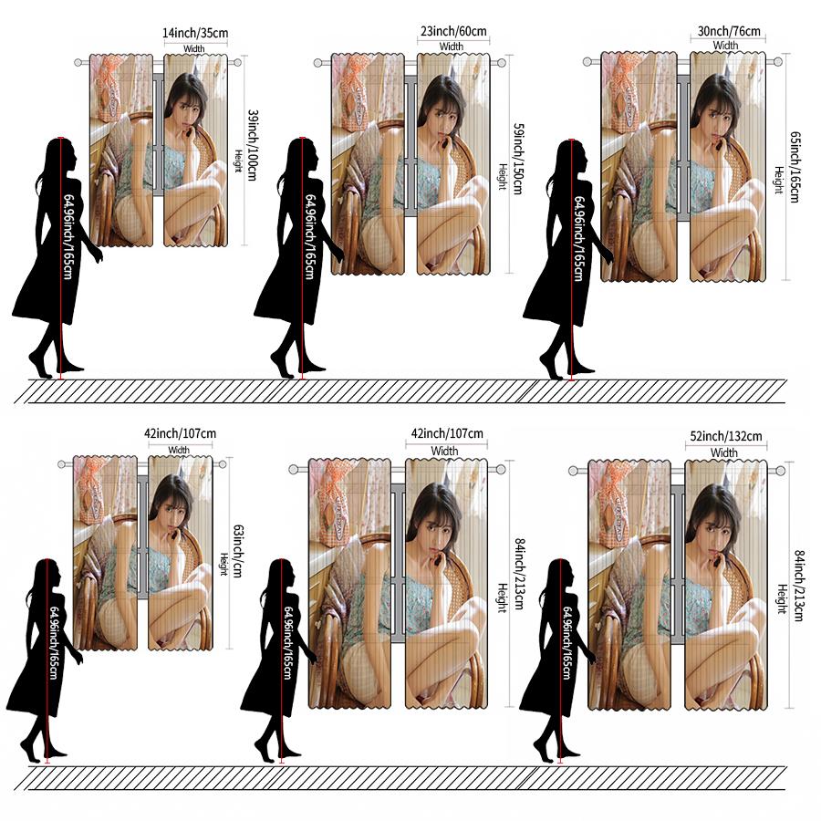 2 Pieces of Pure and Innocent Beauty Model Printed Curtains, Pole Bag Home Decoration, Room Decoration