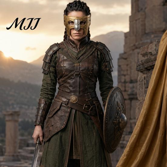 Warrior Role Play Mask Halloween Medieval Armor Mask, Cosplay for Party, Vintage Helmet Wide Field of View Style Masquerade Prop Comic Con Party