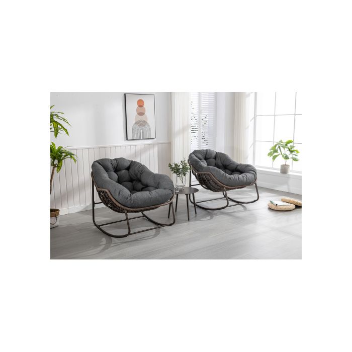 Venkovní houpací křeslo, moderní volnočasové křeslo vhodné na balkony, verandy, zahrady, terasy, tmavě šedé