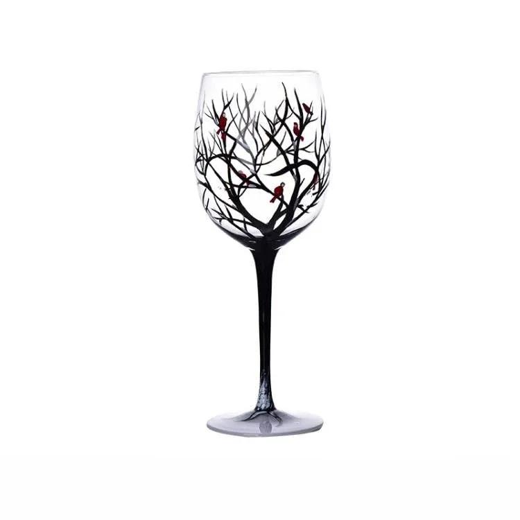 Calice Dipinto in Vetro di Cristallo Calice Creativo Dipinto a Mano Quattro Stagioni Calici da Vino Bicchieri da Bevuta Calice da Cocktail