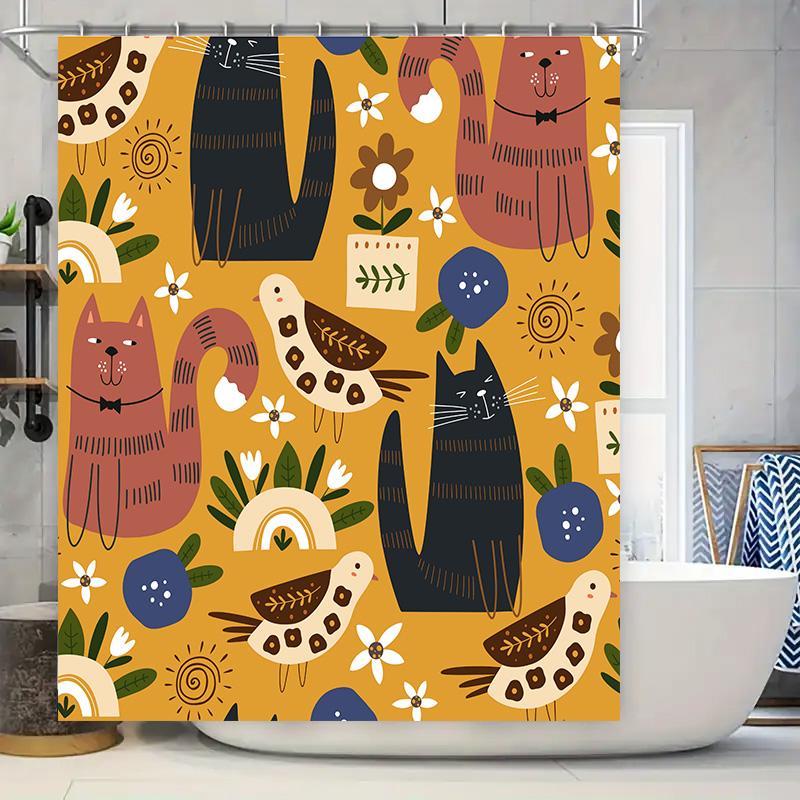 

Cute Animal Cartoon Printed Shower Curtain Waterproof Bath Decoration Home Accessories For Bathroom Decor Wall Hanging Tapes W60H190(CM)-1 Pcs