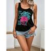 Coole Damen-Sommertops mit Kokospalmen-Aufdrucken, ärmellose Tops. Bequeme und lässige Strandmode für einen Urlaubsstil.