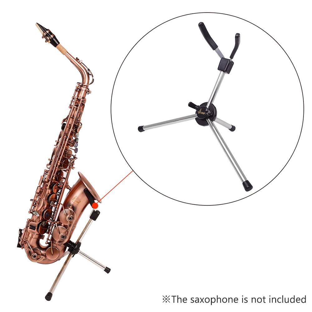 Foldable Saxophone Stand Portable Alto Sax Metal Floor Stand Holder Aluminum Alloy with Carry Bag