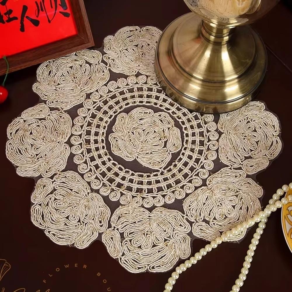 Hollowed-out Rose Embroidery Placemat Vintage Table Place Mats Lace Placemat Wedding Decor