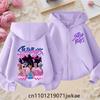 2025 New Purple Jacket Boys' and Girls' Sportswear Children's Top Hoodie KPop Devil Hunter Zipper Hoodie