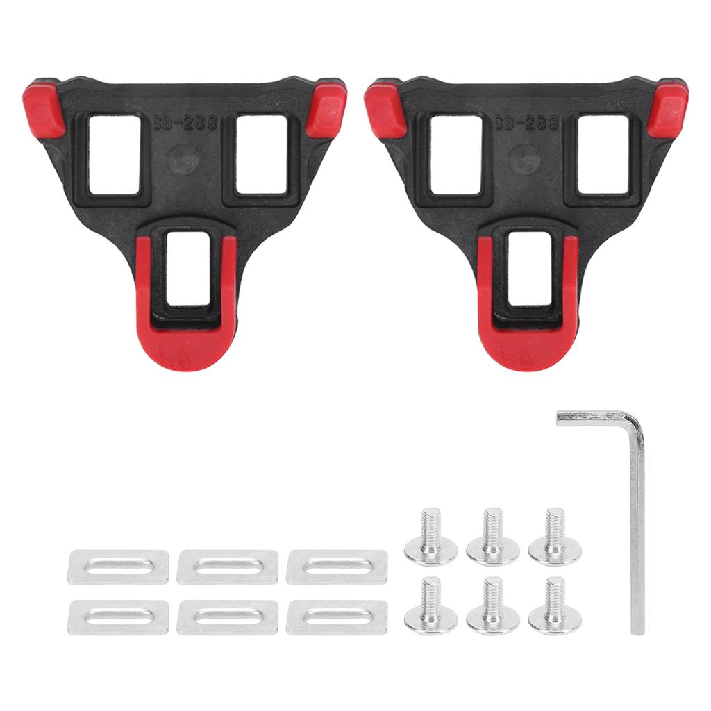 TB‑011 Universal Road Bike Cleats 6 Degree Float Self Locking Cycling Pedals Cleat SetBlack Red